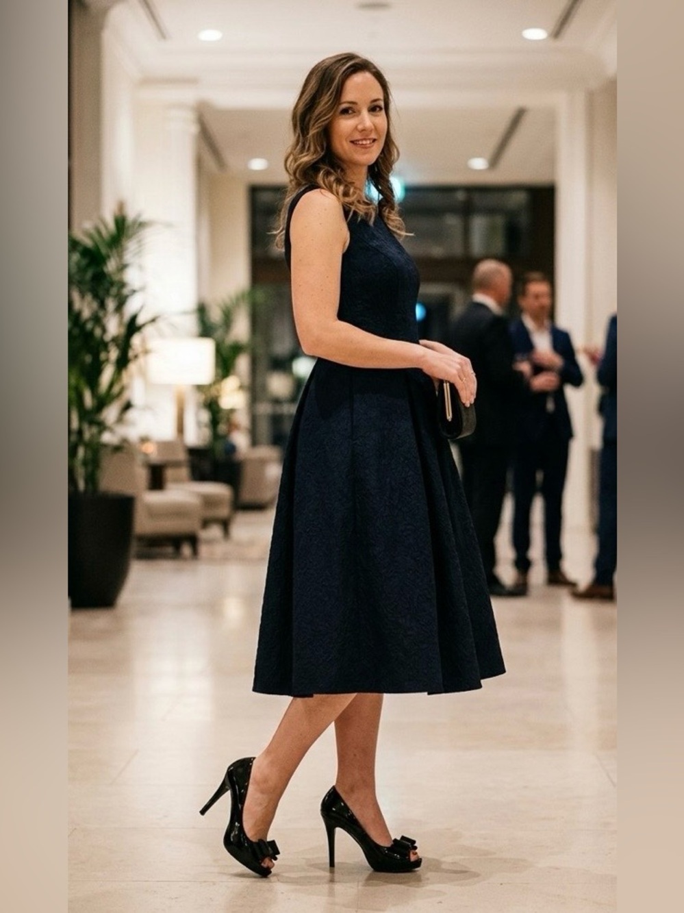 Vintage Payless Black Peep-Toe Bow Heels for Women